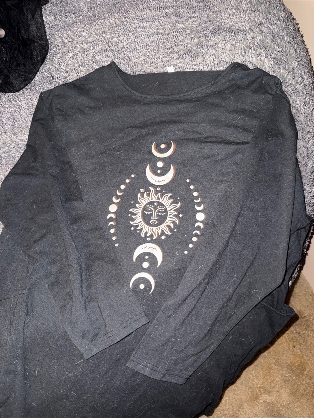 Everyday Black Long Sleeve Tee with Front Pocket